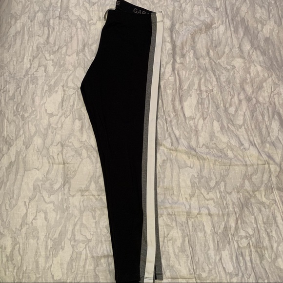 Black leggings with side grey and white stripes - Picture 2 of 5
